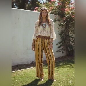 Vintage Jessie harem loose‎ wide leg pants boho 100% Rayon made in Canada